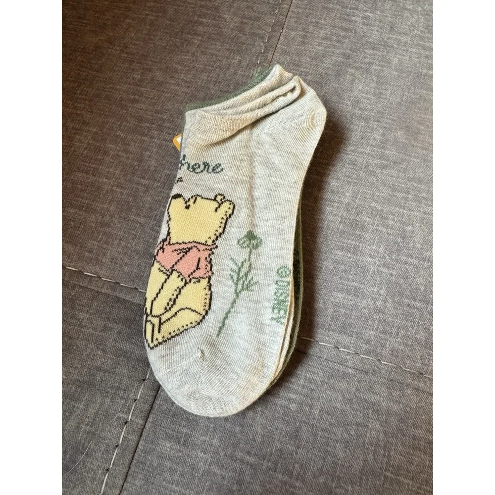 3 Pairs Disney Winnie The Pooh No Show Socks 4-10 NWT
